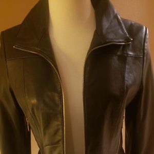Cache Black Leather Jacket Size S